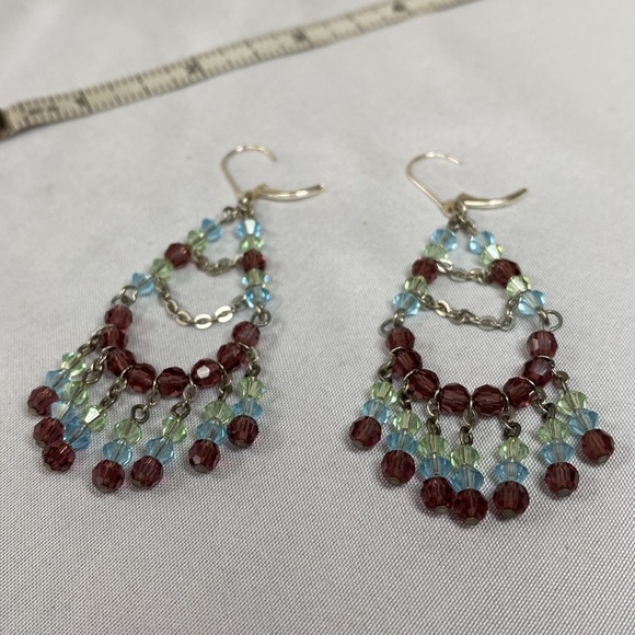 Gorgeous dangling faceted crystal earrings 925 - Picture 3 of 4
